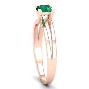 Anillos de compromiso REYES de alta calidad en oro sólido de 14K y 18K con esmeralda de corte redondo de 0.5 quilates para mujer, joyería fina. - Product Image 3