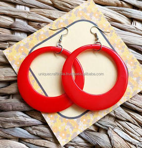 ต่างหูแฟชั่นเรซินอีพ็อกซี่สีแดงสวยสำหรับผู้หญิงและเด็กผู้หญิง - Product Image 1