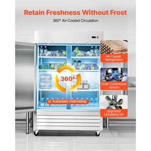 Equipo de Refrigeración Comercial para Cocina, 32.2 Pulgadas de Ancho, 43.2 Pies Cúbicos, Descongelación Automática, Refrigeración Vertical con Puertas Dobles 8 - Product Image 2