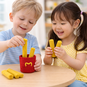 Jouet alimentaire factice en feutre de laine douce pour enfants, frites, pour jeu d'intérieur Montessori - Fait main au Népal - Product Image 4