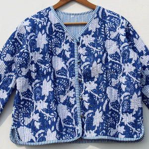 Veste courte matelassée en coton à imprimé floral, style bohème, veste bomber en coton pour femmes au meilleur prix - Product Image 1