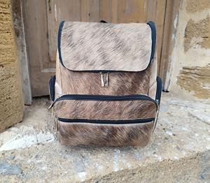 High-Volume Hair-on-Hide <b>Leather</b> <b>Backpack</b> <b>Real</b> Cowhide Fur Rucksack Western Travel Bag Wholesale LHBP-0274 - Product Image 4