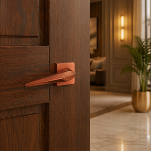 HI SAFE HS-1052 Luxury Brass Mortise Door <b>Handle</b> Set Modern Designer Lever Hardware Durable Matte Gold Copper Finish Home Villa - Product Image 4