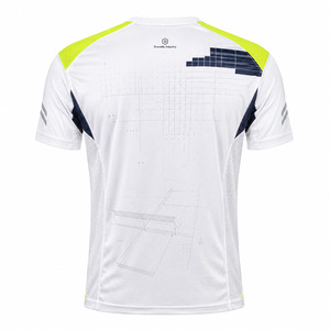 Quick Dry Team Top Custom Padel Jersey Pearl White Acid <b>Lime</b> Quick Dry Micromesh Sublimation Team Shirt OEM - Product Image 3
