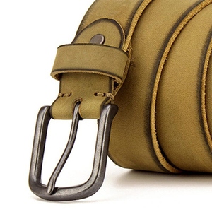 Ceinture en cuir de vache marron avec boucle rectangulaire en fer, style décontracté et durable - Product Image 6