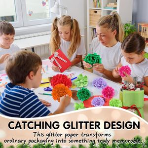 20 Fogli di Carta Glitterata Colorata 20 x 14 Pollici, 135 Fogli per Confezioni Regalo, Artigianato e Decorazioni Natalizie - Product Image 1