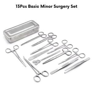 Juego de Cirugía Menor Premium de 13 Piezas, Acero Inoxidable de Grado Quirúrgico, Paquete de Operación Clínica, Kit de Reparación de Laceraciones - Product Image 1