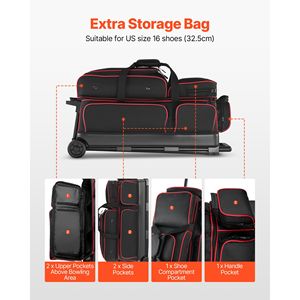 Sac de bowling à roulettes pour 3 balles avec compartiment séparé pour chaussures jusqu'à la taille US 16 – Sacs pour équipement - Product Image 5