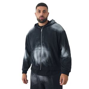 Sudadera con Capucha y Cremallera para Hombre, Diseño Nuevo, Casual, Holgada, Color Sólido, Efecto Desgastado por el Sol, Muy Elegante, Personalizable - Product Image 1