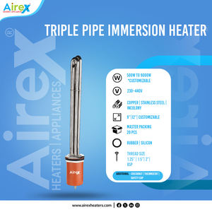 Élément chauffant électrique à triple tube pour chaudière industrielle, corps en acier inoxydable - 4000 Watt (Dia.-1,5 pouce) - Product Image 3
