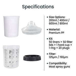 Sistema de Vaso para Pistola de Pintura Desechable de 650 ml con Medición para Repintado Automotriz - Product Image 4