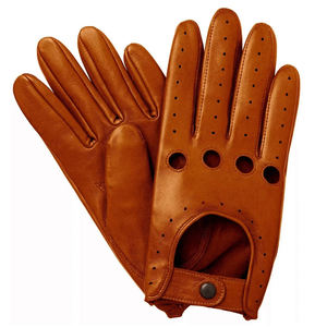 Leather <b>Driving</b> <b>Gloves</b> Full Finger Breathable Non-Slip Blue Stitching Adjustable Wrist Strap Unisex All Seasons - Product Image 3