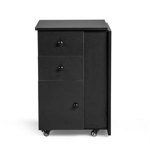 Table de manucure en bois noir avec 2 tiroirs et 1 armoire à porte pour la beauté à domicile - Product Image 5