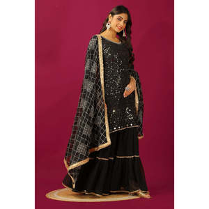 Conjuntos de diseñador para mujer Faux Georgette Heavy Top Plazzo con Dupatta Elegante y elegante - Product Image 5