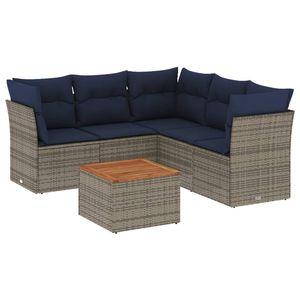 Divano da 6 pezzi in Poly Rattan grigio con cuscini mobili da esterno resistenti - Product Image 2