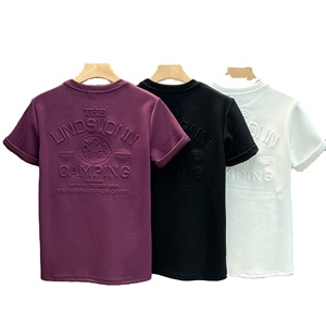เสื้อยืดผู้ชายคอโอ ผ้าเจอร์ซีย์คอตตอน 100% พรีเมียม ลายนูน ออกแบบโลโก้สีตามสั่ง 3 มิติ ระบายอากาศได้ดี ไม่เป็นขุย ทรงหลวม ขายส่ง - Product Image 1