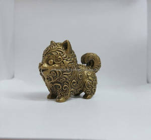 Prensapapeles de latón antiguo con diseño clásico de estatua de perro de la fortuna para biblioteca - Product Image 1