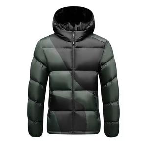 Chaqueta Acolchada Impermeable con Capucha Unisex, Chaqueta Informal de Invierno con Forro Polar de Poliéster/Nailon, Diseño a Cuadros, Cierre de Cremallera Frontal, Corte Regular - Product Image 5
