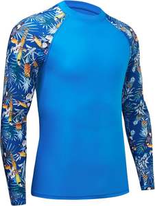 Maillot de bain en nylon à manches longues pour hommes, imprimé floraux personnalisés de haute qualité, protection UV, pour MMA et BJJ - Product Image 2