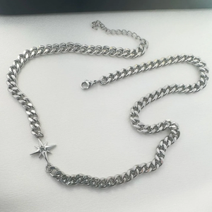 Collier chaîne cubaine en argent avec pendentif étoile en moissanite, bijoux de luxe hip-hop pour hommes et femmes, cadeau élégant - Product Image 4