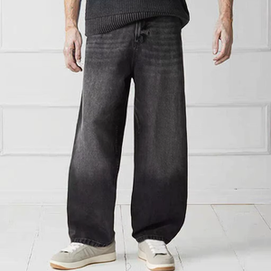 Jean baggy en denim pour homme à prix abordable, taille mi-haute, tricoté, respirant, léger, grande taille, logo personnalisé, couleur, style urbain, 100 % coton - Product Image 2
