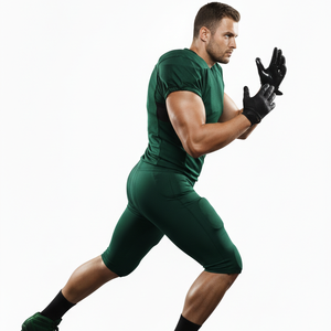 ชุดฟุตบอลอเมริกันสีเขียวเข้ม แห้งเร็ว ขายดี ชุดฟุตบอลเรียบง่าย ราคาโรงงาน รับสกรีนชื่อทีม - Product Image 3