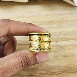 Luxury Design Boho Spiral Band <b>Rings</b> Ethnic Brass Jewelry Women 18k Gold Plated Geometric Tribal <b>Adjustable</b> Wide Wholesale <b>Ring</b> - Product Image 4