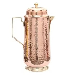 Carafe à eau en cuivre pur, pichet fait main, récipient à boisson traditionnel, maison, cuisine - Product Image 2