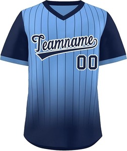Maillot de baseball personnalisé à col en V, chemises de sport à rayures style hip-hop, nom et numéro personnalisés pour hommes/femmes/jeunes - Product Image 3