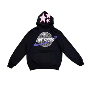 เสื้อผ้าแฟชั่นแนวสตรีทสุดฮิต ขายส่ง เสื้อฮู้ดดี้ปักลายตามสั่ง พิมพ์ลาย DTG แบบสวมหัว ทรงหลวมไหล่ตก - Product Image 1