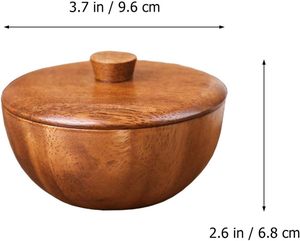 Wooden <b>Rice</b> Bowl with Lid 3.14 Inch Acacia Seasoning Bowl Food <b>Container</b> for Kids and Adults Safe Practical Kitchen Dining - Product Image 2
