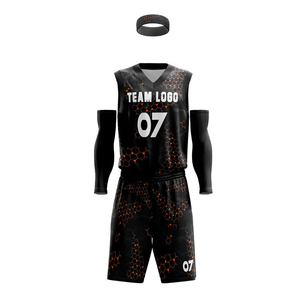 Uniforme de basket-ball à manches courtes respirant imprimé sur mesure fabriqué au Pakistan pour adultes, prix de gros, logo simple, haute qualité - Product Image 2