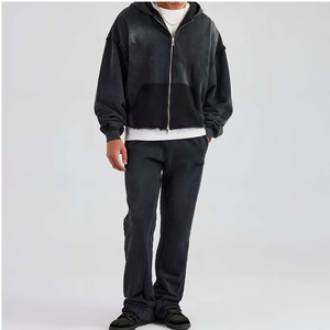 Conjunto de Sudadera con Capucha y Pantalones Deportivos Personalizados de Invierno, Estilo Vintage, 100% Algodón Grueso, Unisex - Product Image 1
