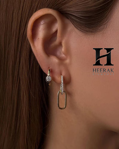 Pendientes de Lujo con Eslabones de Clip en Oro de 18K, Diamantes de Laboratorio VVS1, Diseño Rectangular con Pavé, Pendientes Colgantes Geométricos de Plata 925 - Product Image 2