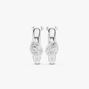 Boucles d'oreilles créoles Huggie en or jaune 9K avec diamant de laboratoire en forme de poire de 1,90 carat, serti clos, vente en gros, bijoux personnalisés OEM - Product Image 5