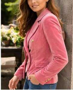 Blazer vintage en velours marron pour femme, modèle classique et cintré - Product Image 1