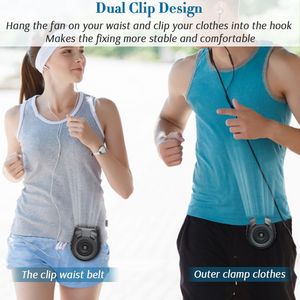 Ventilateur de taille portable et mains-libres à 3 vitesses avec batterie 5000 mAh, rechargeable par USB, léger, avec clip et fonction collier - Product Image 2