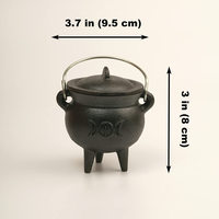 Brûleur d'encens indien artisanal en fonte, motif triple lune en relief, pour bâtonnets d'encens et charbon, boîte de méditation, Automne Printemps