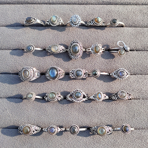 Bohemia <b>Labradorite</b> Gemstone Statement <b>Rings</b> Brass Silver Plated Handmade Womens Jewelry by JewelryTownIN for Wedding - Product Image 2