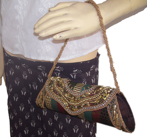 Beaded <b>Clutch</b> Bag with Sparkling Beading Flap Closure Handmade up to 1L Capacity for <b>Wedding</b> Evening Parties - Product Image 3