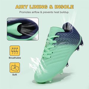Chaussures de football en mesh pour garçons, vert bleu, semelle extérieure en caoutchouc, respirantes, semelle intermédiaire en EVA, crampons de sport d'été pour l'extérieur, pas chères - Product Image 2