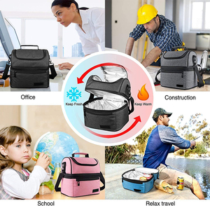 Pink Double Layer Insulated Cooler Lunch Bag for Picnic Camping Travel - Product Image 6