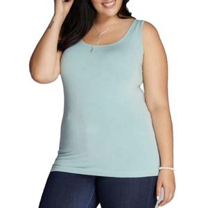 Camiseta sin mangas de punto de color liso para mujer, cuello redondo, uso casual, largo regular, color granate - Product Image 2