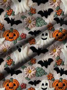 Sudadera de cuello redondo con estampado completo de Halloween para mujer, de algodón y forro polar, para otoño e invierno, estilo casual y urbano, OEM ODM - Product Image 6