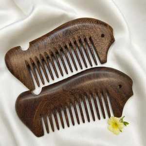 Hot Custom Logo Quality Brown Sandalwood <b>Wide</b> Tooth Hair Beard <b>Combs</b> and Fine Teeth Durable Craft for Hair Styling - Product Image 3