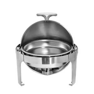 Premium Round Gold Chafing Dish with Glass Bowl and Stainless Steel Lid Luxury <b>Buffet</b> Food <b>Warmer</b> with Fuel Holder and Stand - Product Image 5