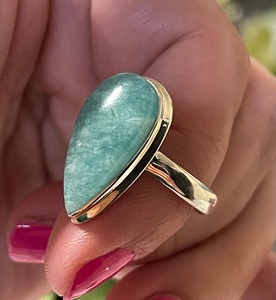 Natural Amazonite 925 Sterling Silver <b>Ring</b> Handmade Gemstone Jewelry <b>Ring</b> for Women Wholesale <b>Fine</b> Jewelry Gift - Product Image 2