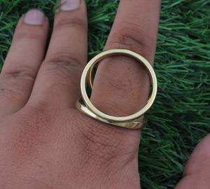 Anillo de Boda Solitario Chapado en Oro, Minimalista, Hecho a Mano, Clásico, Bohemio, con Turquesa en Engaste de Plata de Ley 925, Certificado - Product Image 3