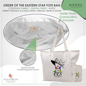 Sac fourre-tout blanc style OES Eastern Star Si-star, élégant et chic, pour les réunions de chapitre Eastern Star - Product Image 5