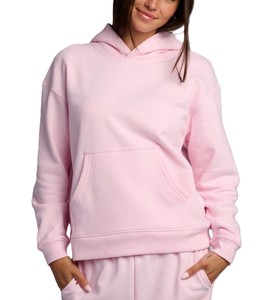 Sweat à capuche rose pour femme en polaire polyester/coton, couleur unie, manches longues, respirant, longueur standard, design personnalisé - Product Image 1